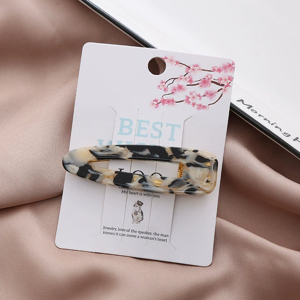 Wholesale Women's Acrylic Duckbill Clip Hair Accessories With Gold Inlaid And Marble Effect