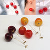 Wholesale Women's Acrylic Fruit Shaped Electroplated Cherry Earrings Simple Design