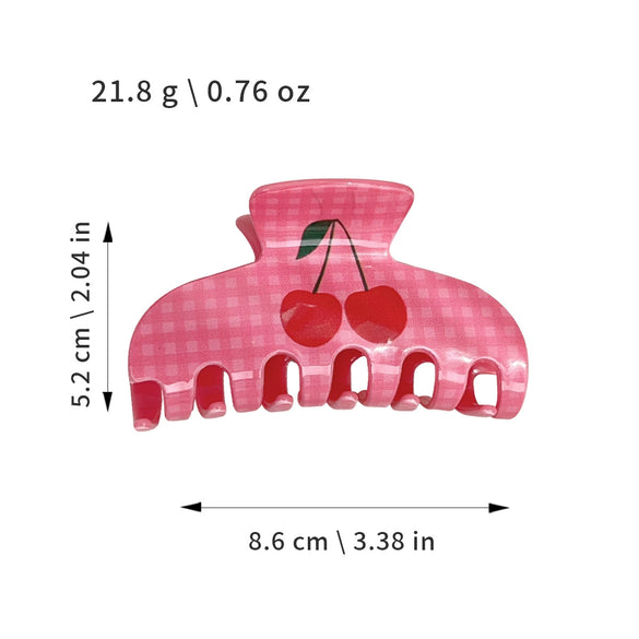 Wholesale Women's Acrylic Geometric Handmade Plaid Cherry Hair Grab Clip