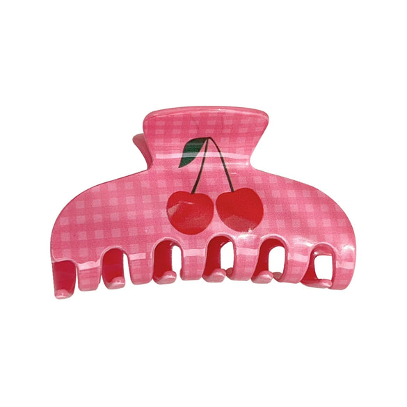 Wholesale Women's Acrylic Geometric Handmade Plaid Cherry Hair Grab Clip
