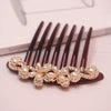 Wholesale Women's Acrylic Hair Accessories With Pearl And Rhinestone Leafshaped Electroplated Hair Comb And Hair Pin