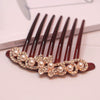 Wholesale Women's Acrylic Hair Accessories With Pearl And Rhinestone Leafshaped Electroplated Hair Comb And Hair Pin