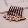 Wholesale Women's Acrylic Hair Accessories With Pearl And Rhinestone Leafshaped Electroplated Hair Comb And Hair Pin