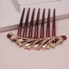 Wholesale Women's Acrylic Hair Accessories With Pearl And Rhinestone Leafshaped Electroplated Hair Comb And Hair Pin