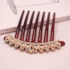 Wholesale Women's Acrylic Hair Accessories With Pearl And Rhinestone Leafshaped Electroplated Hair Comb And Hair Pin