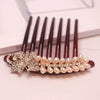 Wholesale Women's Acrylic Hair Accessories With Pearl And Rhinestone Leafshaped Electroplated Hair Comb And Hair Pin