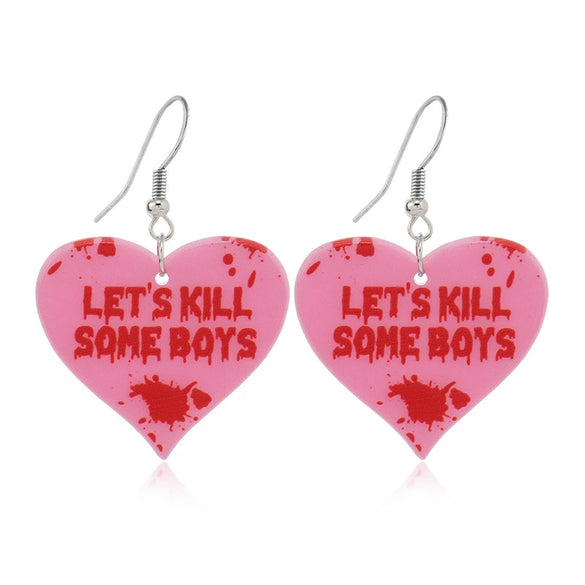 Wholesale Women's Acrylic Halloween Dark Funny Flower Walking Skull Pink Love Geometric Phone Earrings