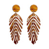 Wholesale Women's Acrylic Pendant Jewelry Earrings With Retro Simple Creative Design In Fish Bone Leaf Shape And Multi Color Electroplated