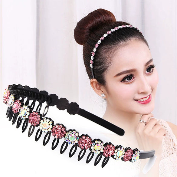 Wholesale Women's Acrylic Rhinestone Geometric Painted Wave Headband Hair Accessory