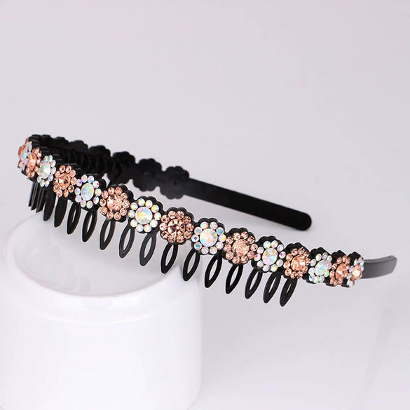 Wholesale Women's Acrylic Rhinestone Geometric Painted Wave Headband Hair Accessory