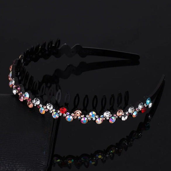 Wholesale Women's Acrylic Rhinestone Geometric Painted Wave Headband Hair Accessory