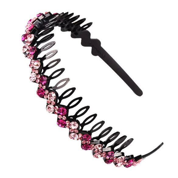Wholesale Women's Acrylic Rhinestone Geometric Painted Wave Headband Hair Accessory