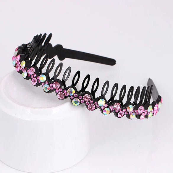 Wholesale Women's Acrylic Rhinestone Geometric Painted Wave Headband Hair Accessory