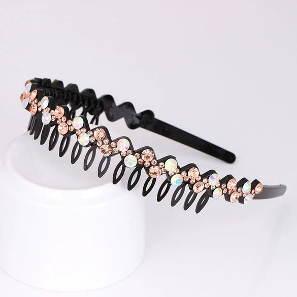 Wholesale Women's Acrylic Rhinestone Geometric Painted Wave Headband Hair Accessory