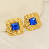 Wholesale Women's Acrylic Titanium Mesh Rhinestone Geometric Electroplated Square Gable Earrings