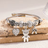 Wholesale Women's Adjustable Bracelet With Bear Heart Bow Design Alloy Electroplated Jewelry