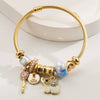 Wholesale Women's Adjustable Elephant And Zodiac Pattern Alloy Stainless Steel Bracelet With Diamond Encrusted