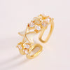 Wholesale Women's Adjustable Enamel Pearl Zircon Ring Set With Turtle Starfish And Shell Design Featuring Drip Glaze Process
