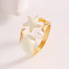 Wholesale Women's Adjustable Enamel Pearl Zircon Ring Set With Turtle Starfish And Shell Design Featuring Drip Glaze Process