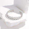 Wholesale Women's Adjustable Geometric Hollow C Shaped Titanium Steel And Stainless Steel Open Bracelet With Electroplating