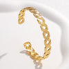 Wholesale Women's Adjustable Geometric Hollow C Shaped Titanium Steel And Stainless Steel Open Bracelet With Electroplating