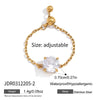 Wholesale Women's Adjustable Geometric Stainless Steel Ring With Vacuum Real Gold Plating