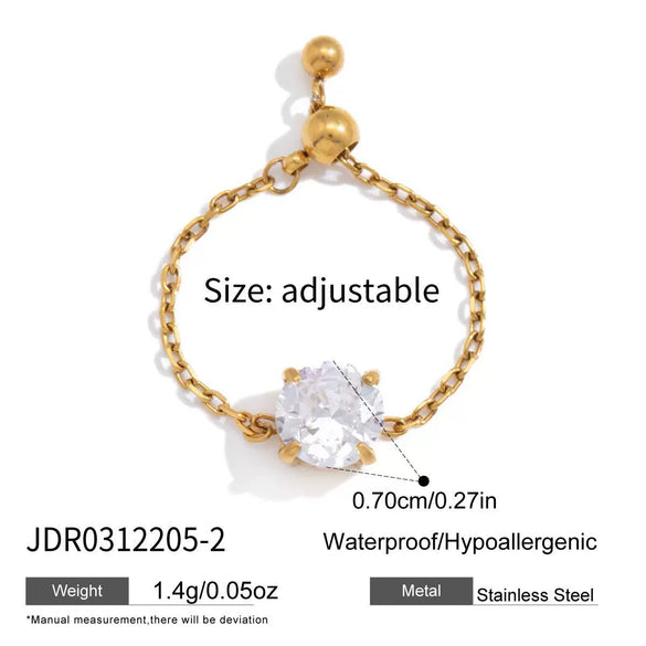 Wholesale Women's Adjustable Geometric Stainless Steel Ring With Vacuum Real Gold Plating