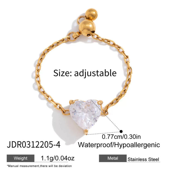 Wholesale Women's Adjustable Geometric Stainless Steel Ring With Vacuum Real Gold Plating