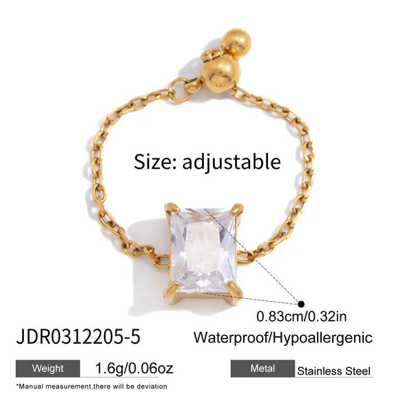 Wholesale Women's Adjustable Geometric Stainless Steel Ring With Vacuum Real Gold Plating