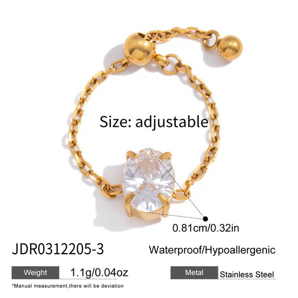 Wholesale Women's Adjustable Geometric Stainless Steel Ring With Vacuum Real Gold Plating