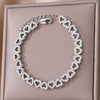 Wholesale Women's Adjustable Heart Shaped Copper Bracelet With Diamond Stitching And Light Luxury Style