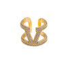 Wholesale Women's Adjustable Letter V Accessory With Real Gold Plated Copper And Microinlaid Zircon In Modern Minimalist Style