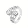 Wholesale Women's Adjustable Open Copper Ring With Microinlaid Zircon And Geometric Design Chic Style