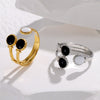 Wholesale Women's Adjustable Opening Ring In French Retro Style With Oil Drop Made Of Stainless Steel And Geometric Pattern Electroplated