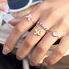 Wholesale Women's Adjustable Pullout Geometric Stainless Steel Ring With Vacuum Real Gold Plating