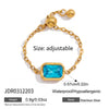 Wholesale Women's Adjustable Pullout Geometric Stainless Steel Ring With Vacuum Real Gold Plating