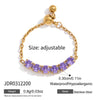 Wholesale Women's Adjustable Pullout Geometric Stainless Steel Ring With Vacuum Real Gold Plating