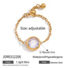 Wholesale Women's Adjustable Pullout Geometric Stainless Steel Ring With Vacuum Real Gold Plating