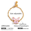 Wholesale Women's Adjustable Pullout Geometric Stainless Steel Ring With Vacuum Real Gold Plating