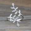 Wholesale Women's Adjustable Ring Copper Leaf Geometric Zirconia Niche Design