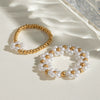 Wholesale Women's Adjustable Ring Stainless Steel Pearl Flower Geometric Style Electroplating