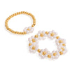 Wholesale Women's Adjustable Ring Stainless Steel Pearl Flower Geometric Style Electroplating