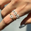 Wholesale Women's Adjustable Ring Stainless Steel Pearl Flower Geometric Style Electroplating