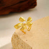 Wholesale Women's Adjustable Stainless Steel Flowershaped Polished Plated Gold Ring Accessories