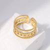 Wholesale Women's Adjustable Stainless Steel Ring With Geometric Pattern And Electroplating Process