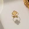Wholesale Women's Adjustable Titanium Steel Fourleaf Clover Ring With Electroplating Process