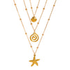 Wholesale Women's Adult Casual Animal Zodiac Stainless Steel Real Gold Plated Necklace With Starfish And Conch Pendant