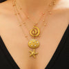 Wholesale Women's Adult Casual Animal Zodiac Stainless Steel Real Gold Plated Necklace With Starfish And Conch Pendant