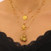 Wholesale Women's Adult Casual Animal Zodiac Stainless Steel Real Gold Plated Necklace With Starfish And Conch Pendant