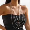 Wholesale Women's Adult Sweet And Cool Style Geometric Alloy Fake Pearl Electroplated Multilayer Tassel Necklace And Body Chain